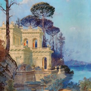 Villa with a Fountain by the Lake