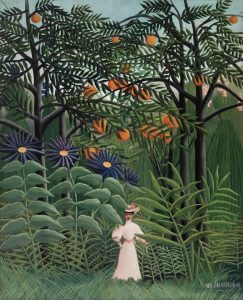 Woman Walking in an Exotic Forest