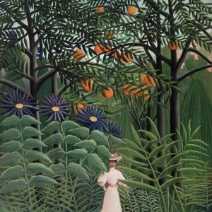 Woman Walking in an Exotic Forest