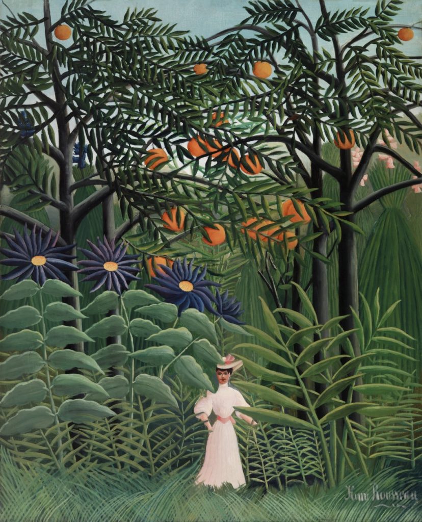 Woman Walking in an Exotic Forest