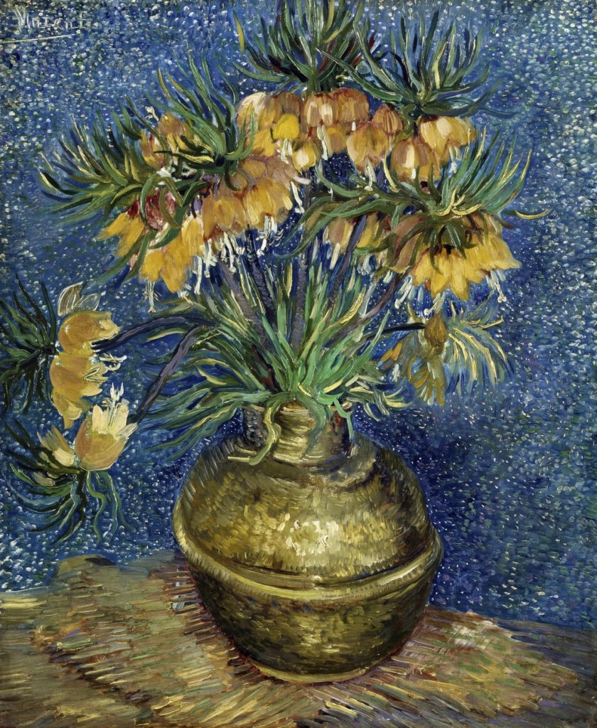 Imperial Fritillaries in a Copper Vase