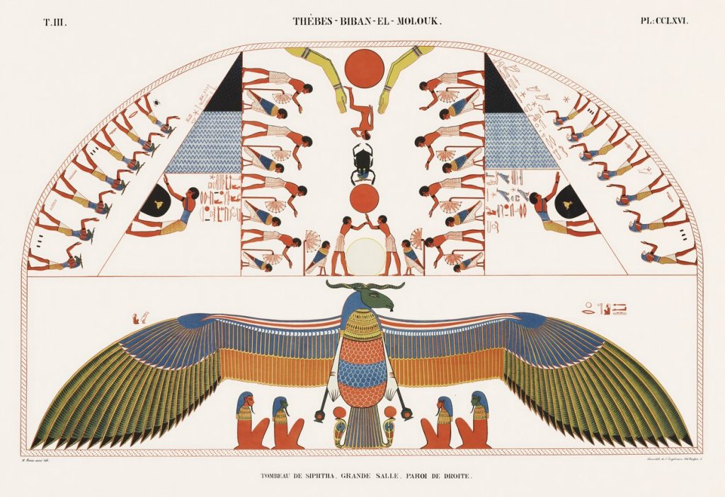 Winged Scarab and Vulture (plate)