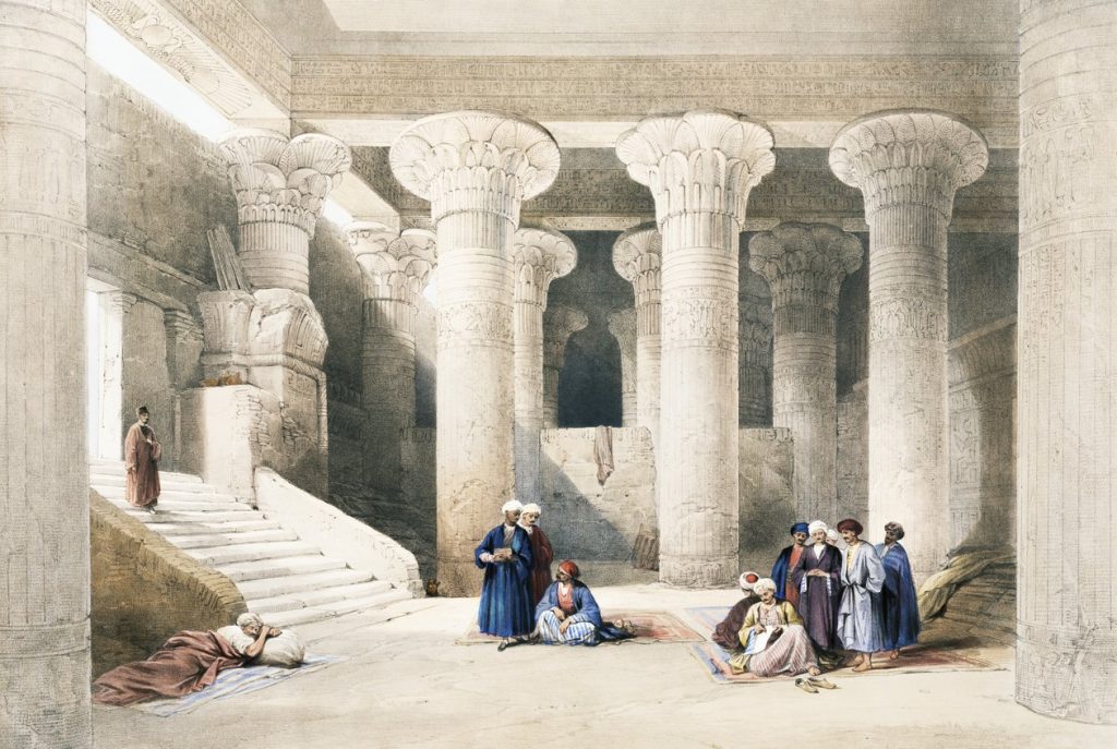 Temple Interior with Columns