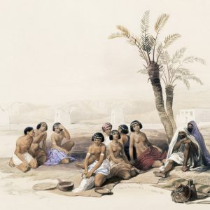 Figures Resting under a Palm