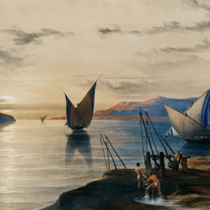 The Nile at Sunset with Boats