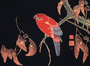 Red Parrot on the Branch of a Tree