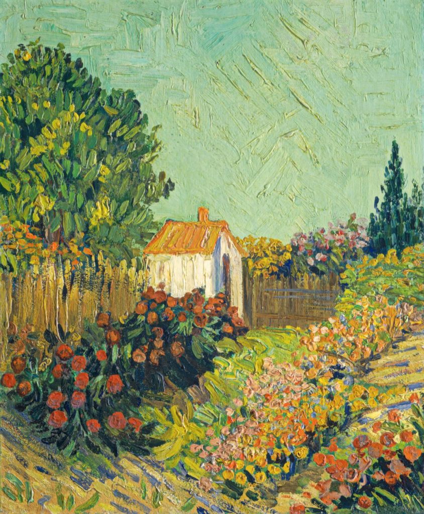 Garden with Flowers and a Cottage